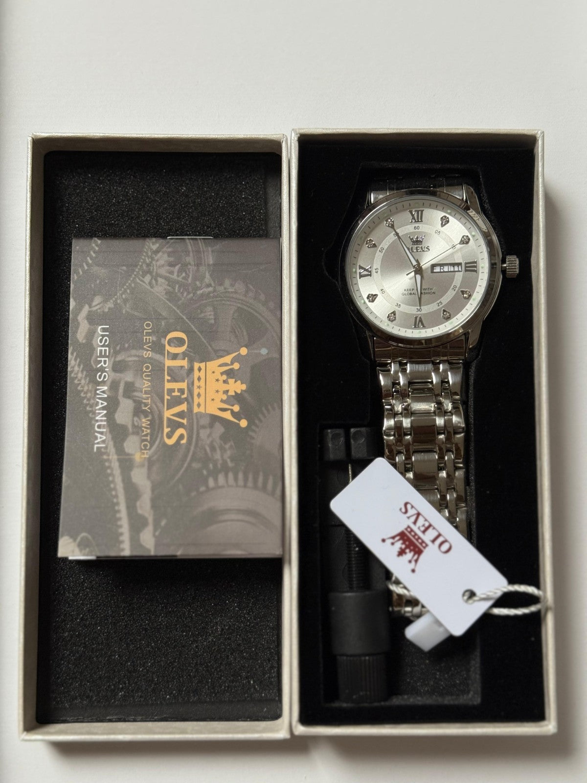 OLEVS Men's Watch Luxury Business Dress Watch UK Diamond Design Quartz