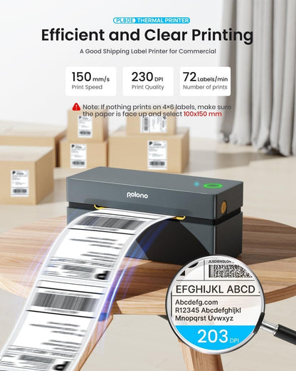 POLONO Bluetooth Thermal Shipping Label Printer, Wireless 4x6 Shipping