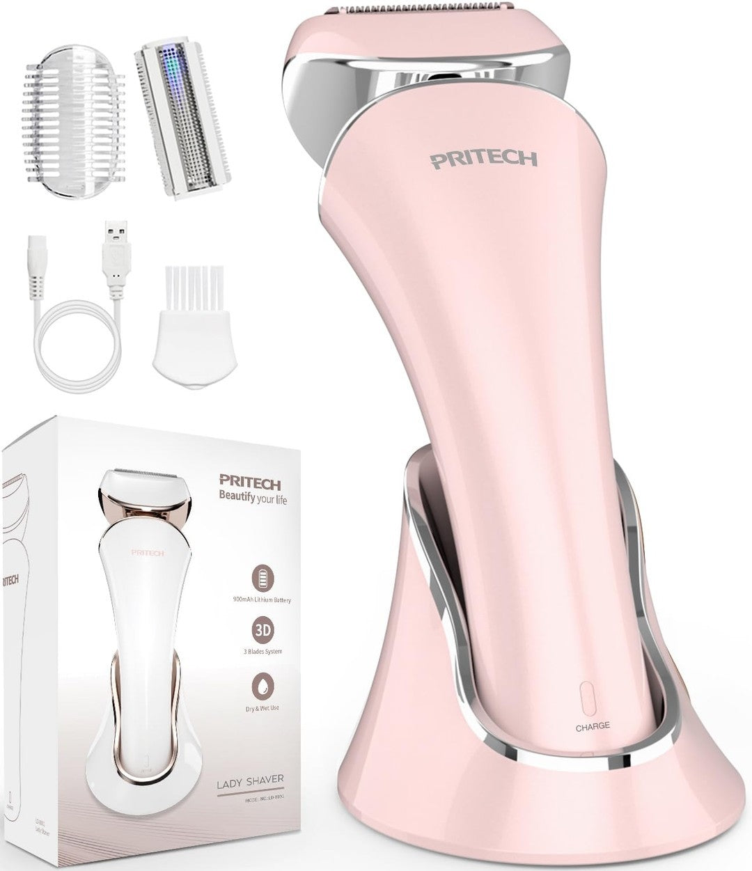 Electric Lady Shaver Cordless, Womens Bikini Razor Trimmer, Wet & Dry Shaver