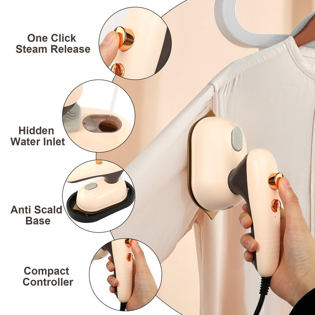 Travel Iron 25W 2 In 1 Handheld Steam Iron 180° Rotating Handle Dry and Wet UK