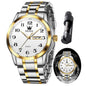 OLEVS Watches Waterproof Calendar Luminous Stainless Steel Men Quartz Watches