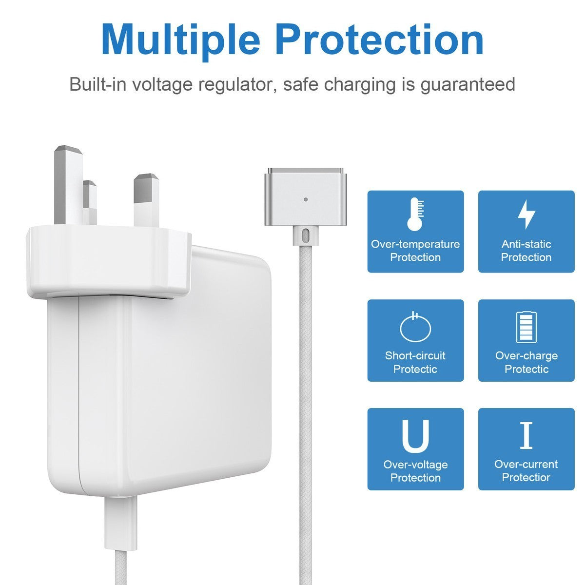 Mac Book Air Charger, 140W Super Fast 2.2M USB C To T-Tip Braided Cable M3 M4 UK