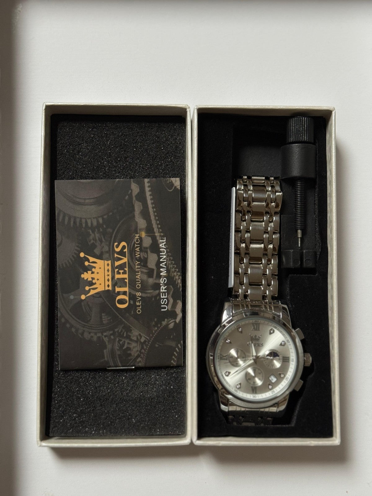 OLEVS Men's Watch Luxury Business Dress Watch UK Diamond Design Quartz
