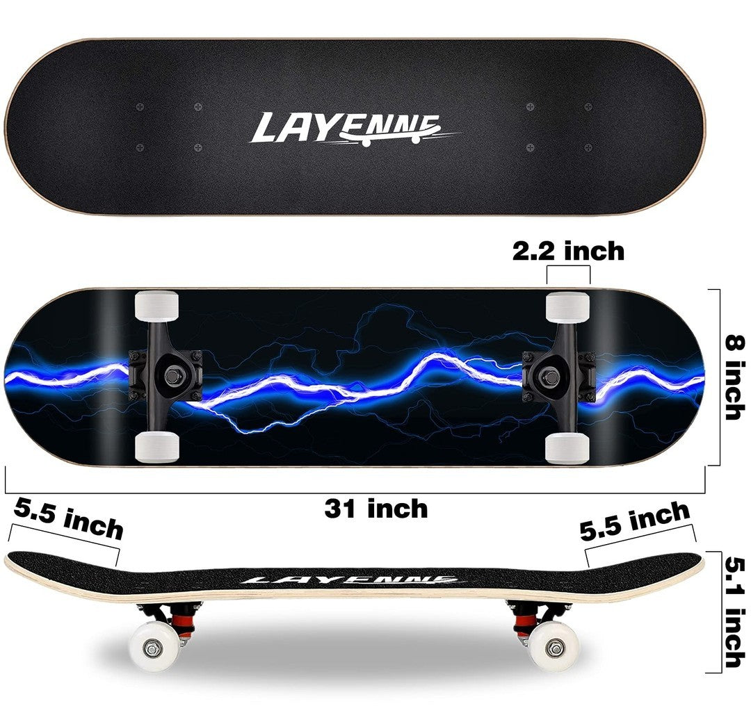 Complete skateboards, 8-layer maple board, double warped design,