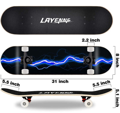 Complete skateboards, 8-layer maple board, double warped design,