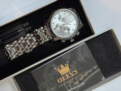 OLEVS Men's Watch Luxury Business Dress Watch UK Diamond Design Quartz