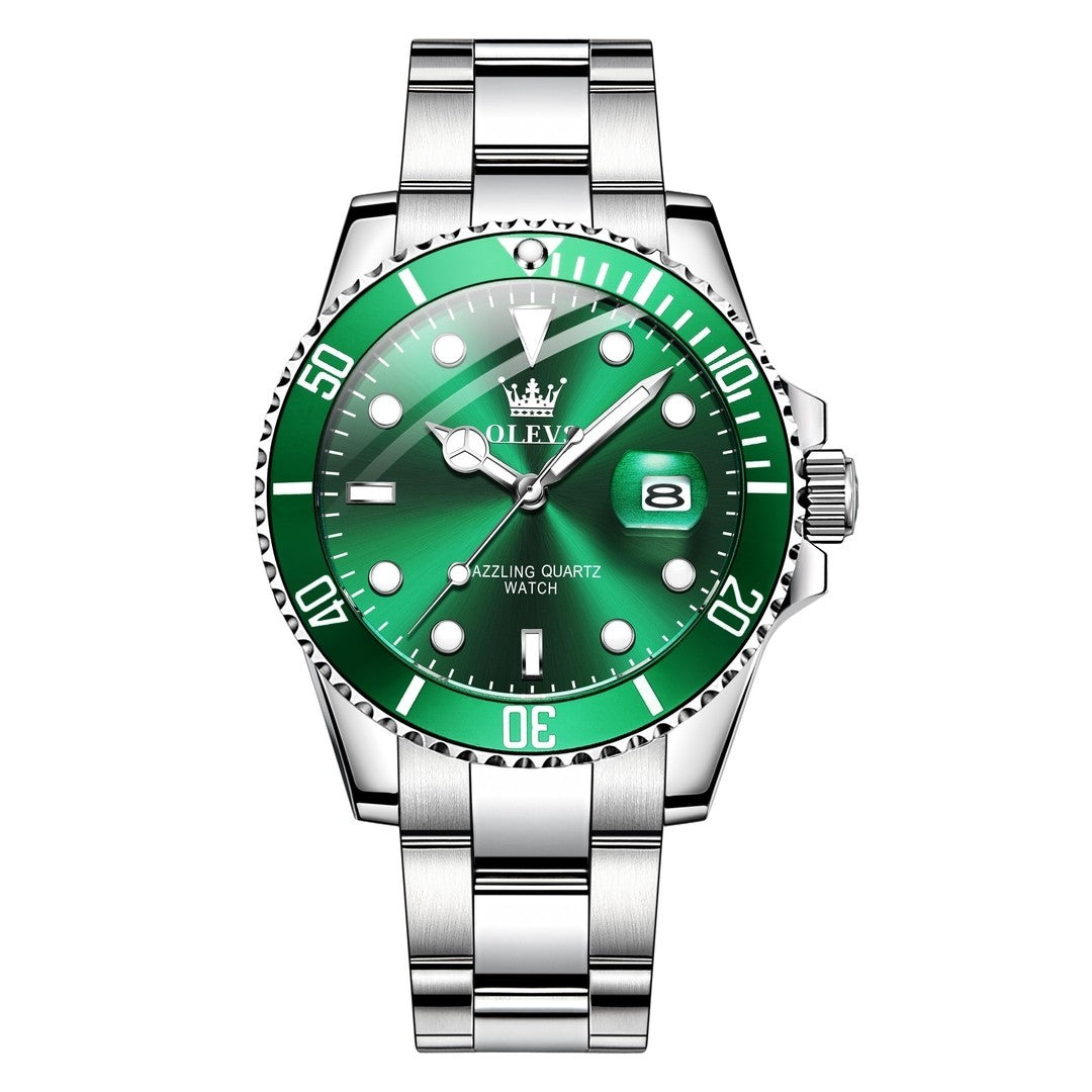 OLEVS Mens Luxury Watch, Big Dial Waterproof Stainless-Steel, Pro Diver Quartz W