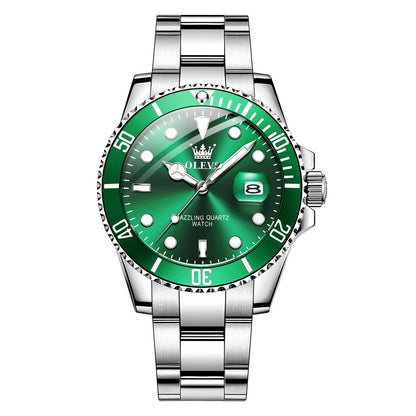 OLEVS Mens Luxury Watch, Big Dial Waterproof Stainless-Steel, Pro Diver Quartz W