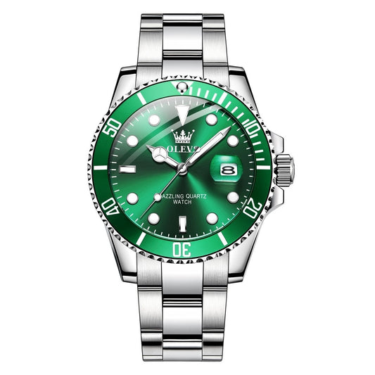 OLEVS Mens Luxury Watch, Big Dial Waterproof Stainless-Steel, Pro Diver Quartz W