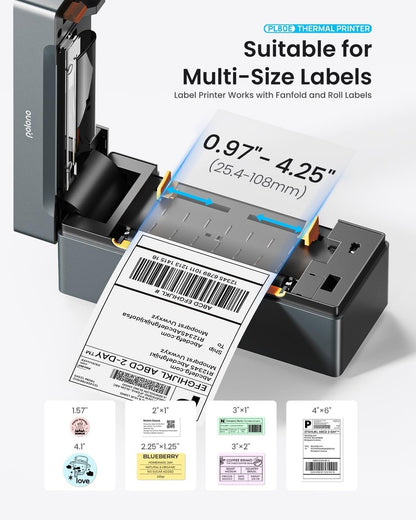 POLONO Bluetooth Thermal Shipping Label Printer, Wireless 4x6 Shipping