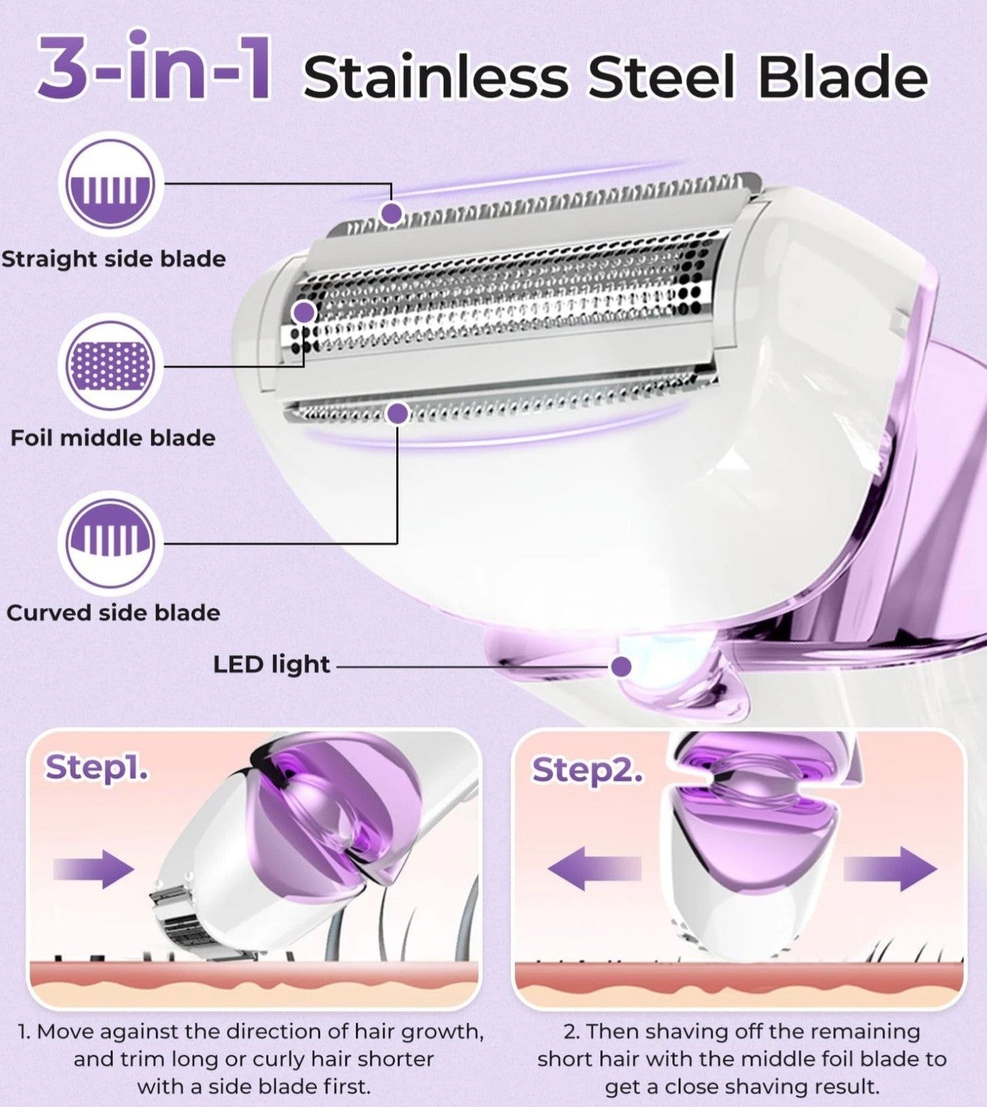PRITECH Electric Shaver for Women, Ladies Shaver, Lady Razor for All Body