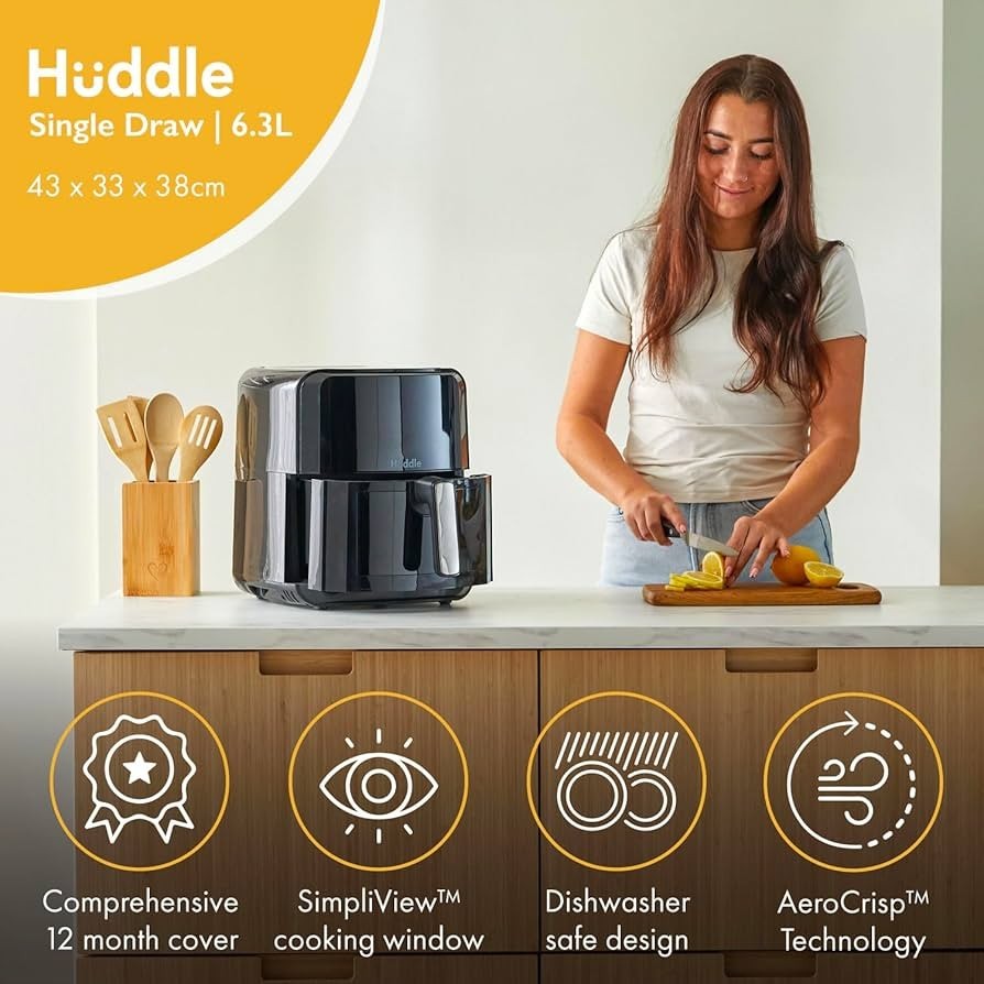 Huddle® Compact 6.3L Air Fryer with Digital Touchscreen, 8 Cooking Presets