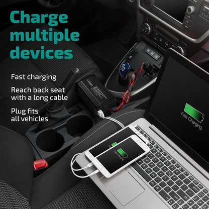 Odoga 300W Car Power Inverter 12V to 240V 230V Converter Dual USB 4.8A BLACK