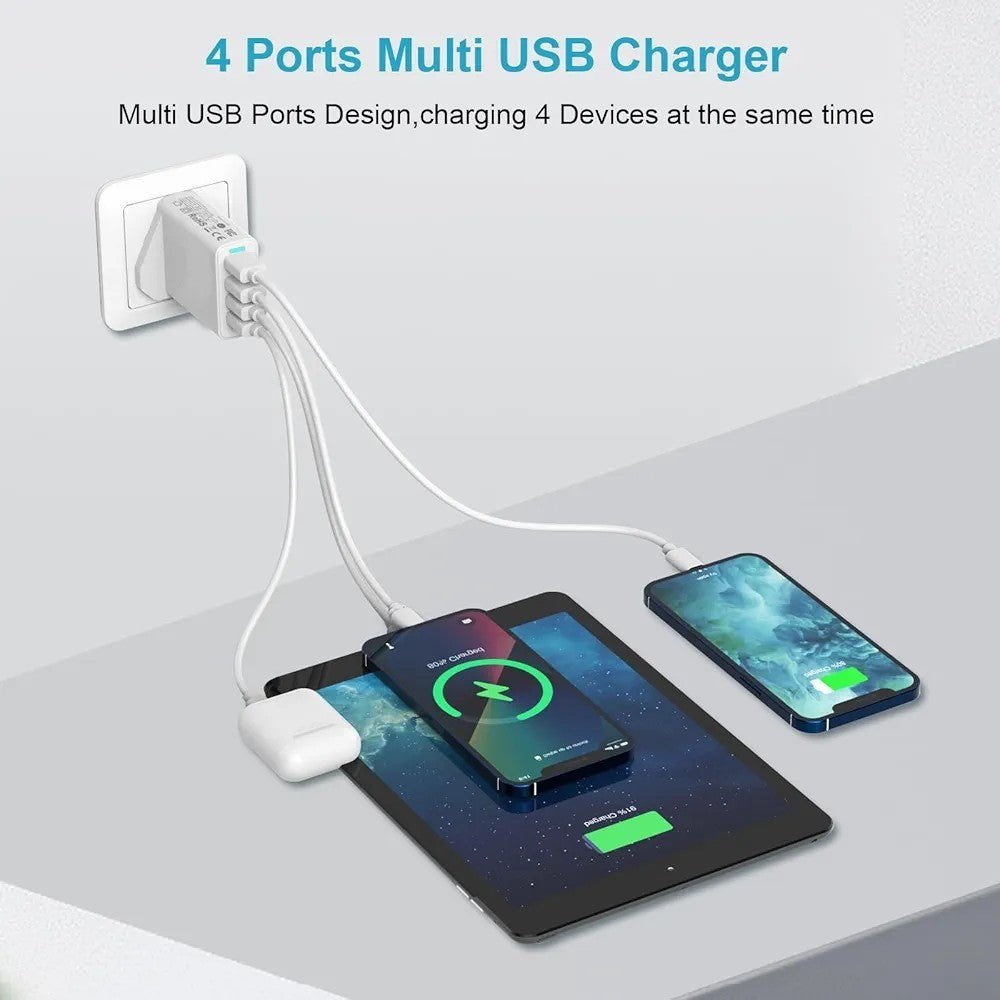 Multi USB Charger Plug UK, for iPhone Samsung And IPad