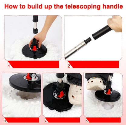 360° Spin Mop & Bucket Set with Wringer, Easy Wring Floor Cleaning with 2 Heads