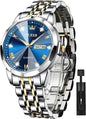 OLEVS Watch for Men UK Stainless Steel Designer Diamonds Dress Men's