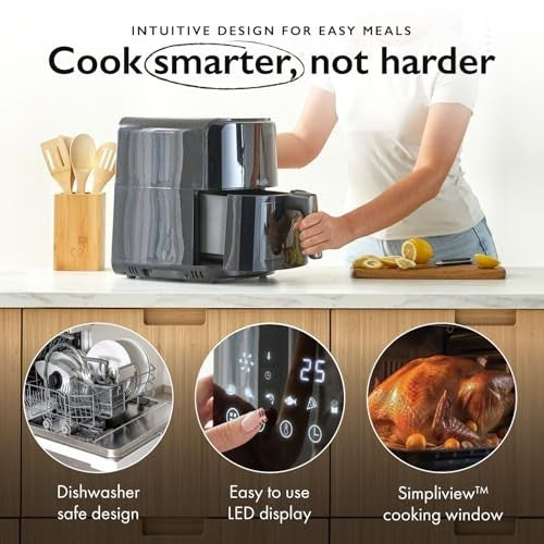 Huddle® Compact 6.3L Air Fryer with Digital Touchscreen, 8 Cooking Presets