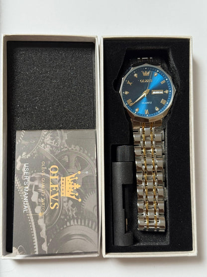 OLEVS Watch for Men UK Stainless Steel Designer Diamonds Dress Men's