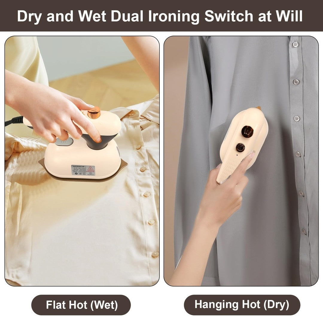 Travel Iron 25W 2 In 1 Handheld Steam Iron 180° Rotating Handle Dry and Wet UK