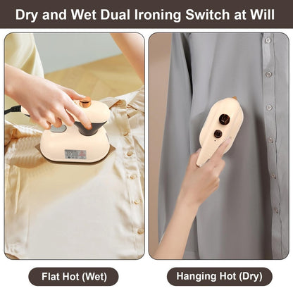 Travel Iron 25W 2 In 1 Handheld Steam Iron 180° Rotating Handle Dry and Wet UK