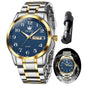 OLEVS Watches for Men Classic Silver Fashion Male Watch Two Tone Stainless Steel