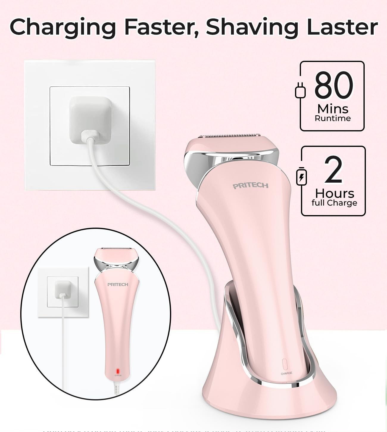 Electric Lady Shaver Cordless, Womens Bikini Razor Trimmer, Wet & Dry Shaver