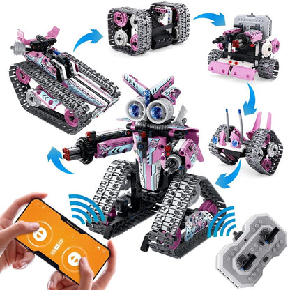 Building Toy STEM Remote APP Control Tracked Car Robot Tank Kit Programmable Set