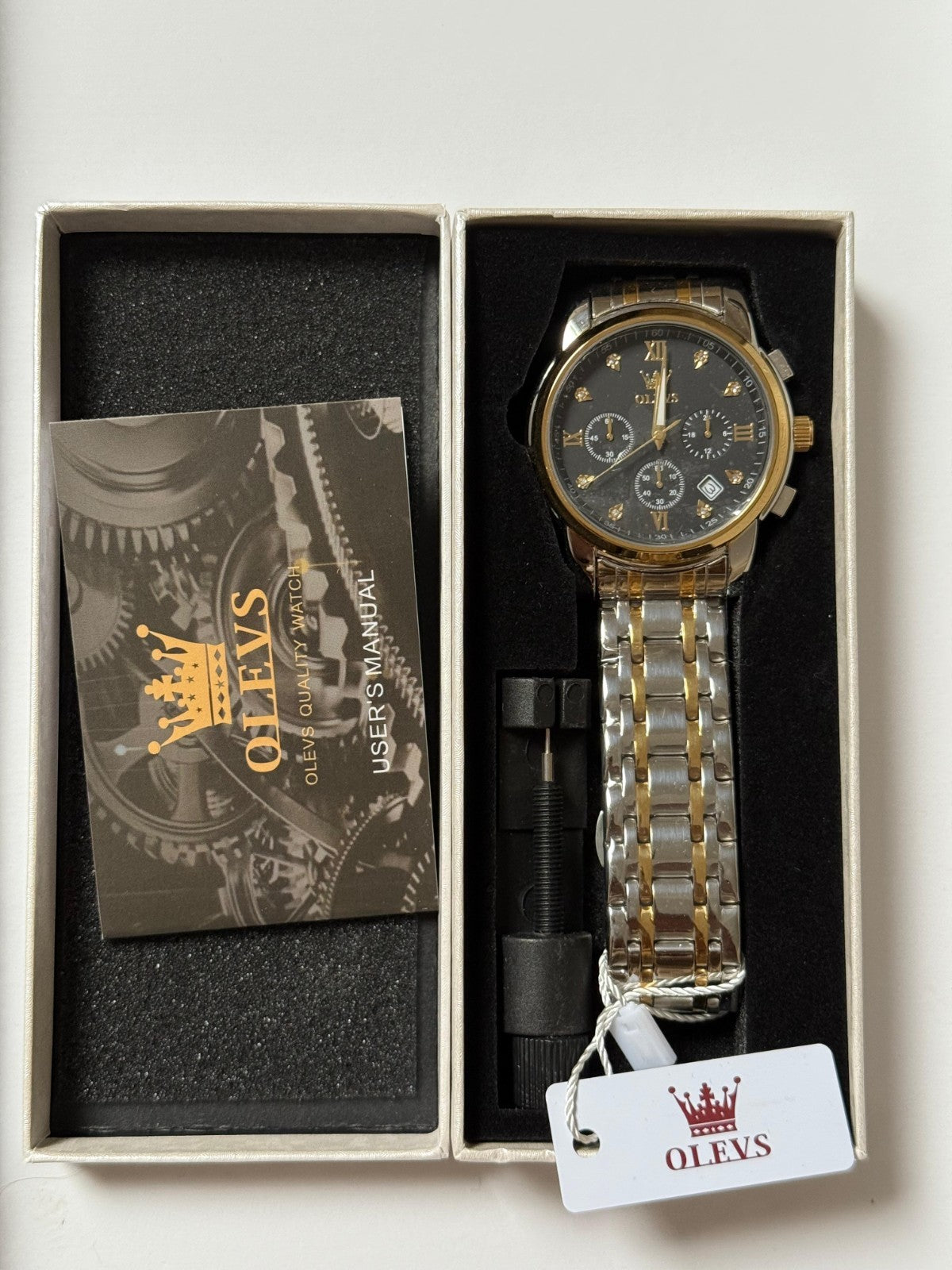 OLEVS Mens Watches Dress Designer Diamond Analog Quartz Stainless Steel